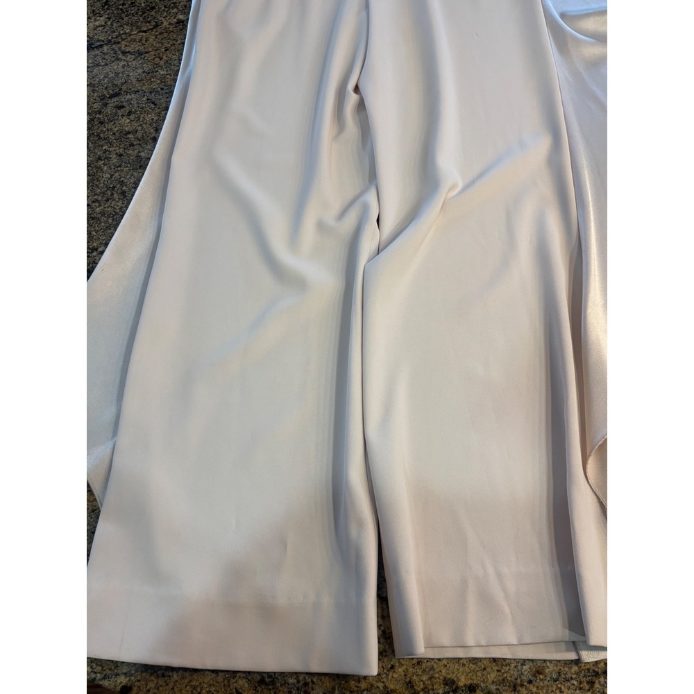 Alice + Olivia Cream Sarandon Satin Ruffle Wide Leg Jumpsuit Size 2 - Picture 14 of 14